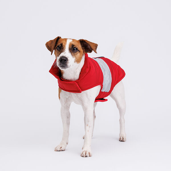 Куртка со светоотражающей полосой для собак, L, красная