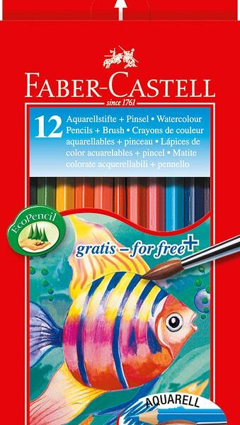 Набор карандашей Faber-Castell акварельные 12 цветов + кисть