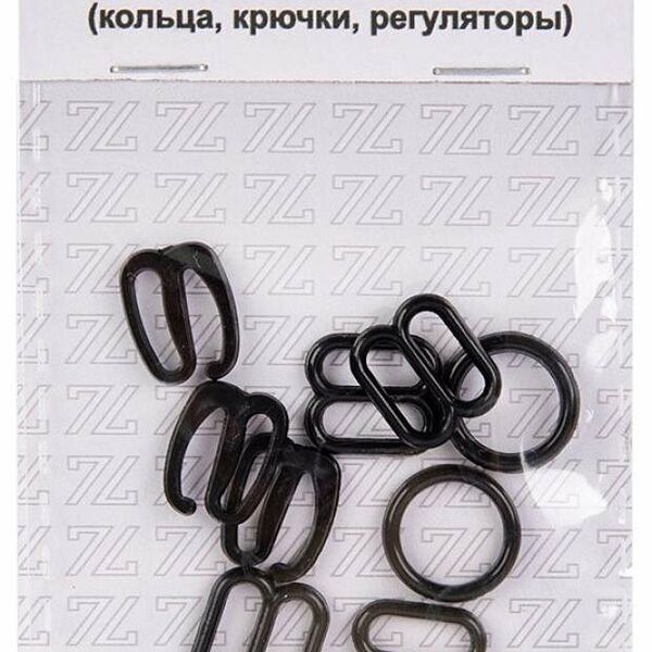 Набор фурнитуры для бюстгальтера Blitz черный 10 мм, 12 шт