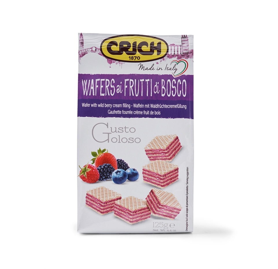 

Вафли Crich Wafers with forest fruits filling с ягодно-кремовой начинкой 125 г, Италия