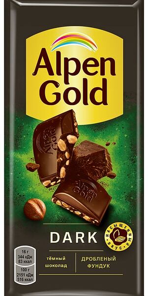 Шоколад Alpen Gold Dark Темный с дробленым фундуком 80г
