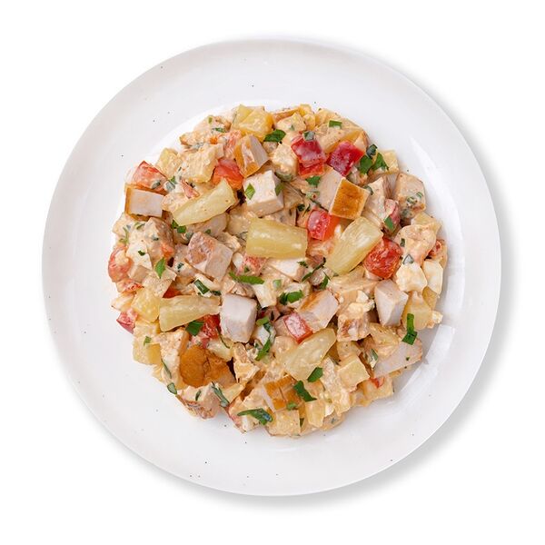 Салат с копчёным цыплёнком-бройлером и ананасом, «Уже готово», 200 г, Россия