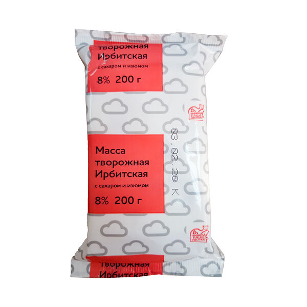 Масса творожная Ирбитский с изюмом и сахаром 8%