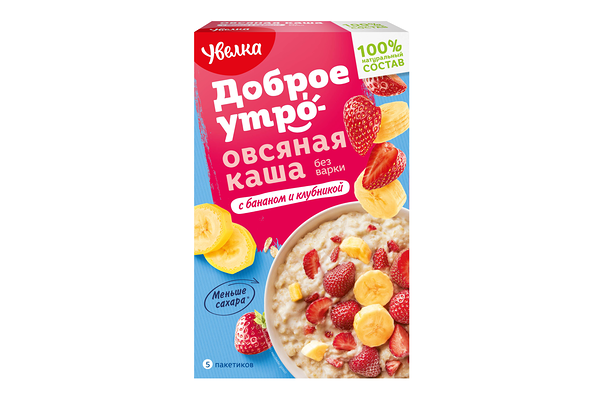 Каша овсяная Увелка с бананом и клубникой 5х40г