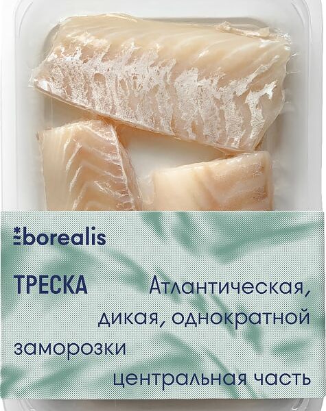 Треска Borealis Атлантическая филе без кожи центральная часть замороженное 400г