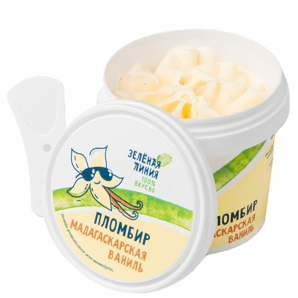 Мороженое Мадагаскарская ваниль пломбир 14% Зелёная Линия, 75г