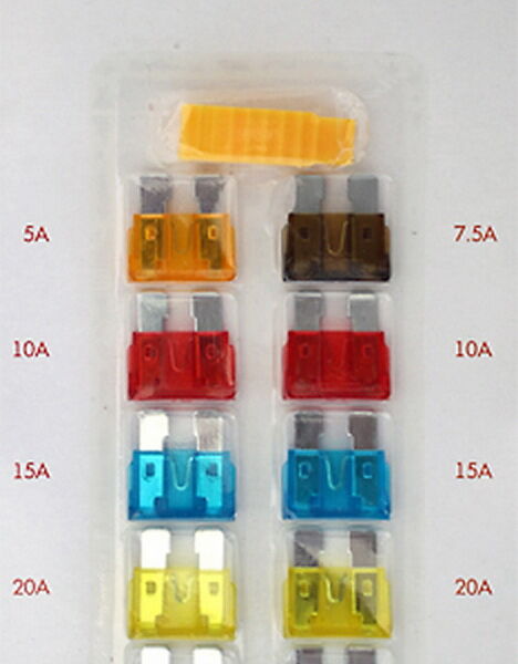 Предохранители флажковые набор 10 шт.+ пинцет: 5/7,5/10х2/15х2/20х2/25/30А (106201)