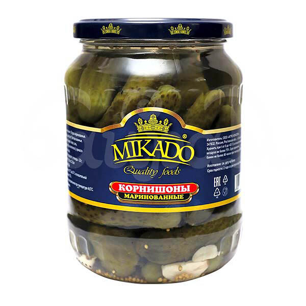 Огурцы корнишоны Mikado 720мл Маринованные ст/б
