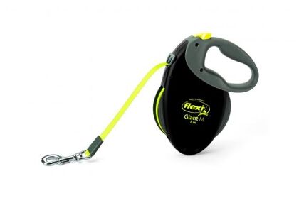 FLEXI Рулетка для собак GIANT M ремень 8м до 25кг, чёрный/неон