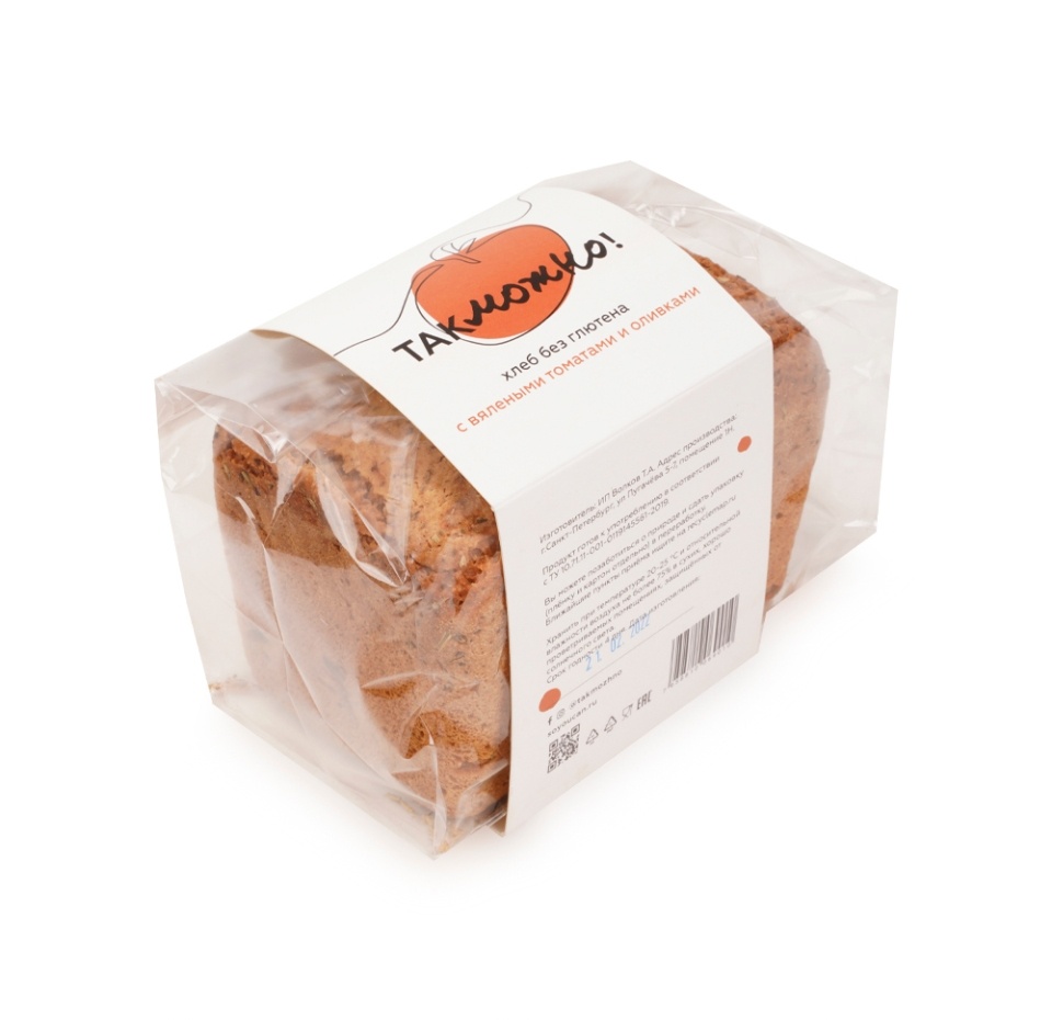 

Хлеб безглютеновый Так можно! с вялеными томатами и оливками 470 г