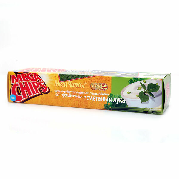Мегачипсы картофельные Mega Chips со вкусом Сметаны и лука 100 г