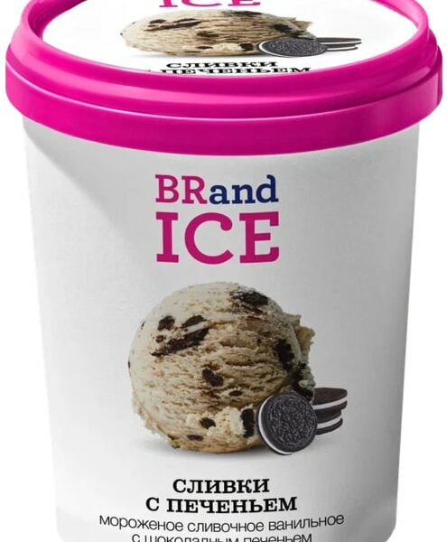 Мороженое BRandICE Сливки с печеньем 10% 600г