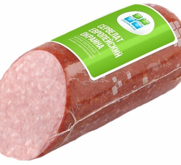 Колбаса варено-копченая Окраина Сервелат Европейский