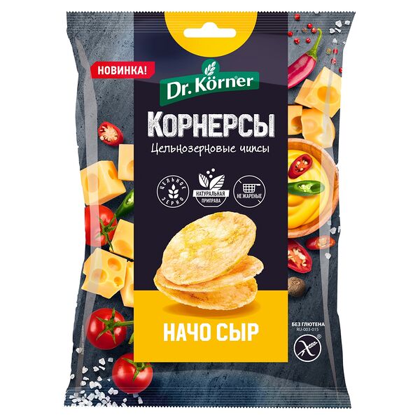 Чипсы кукурузно-рисовые Dr. Korner Начо сыр, цельнозерновые