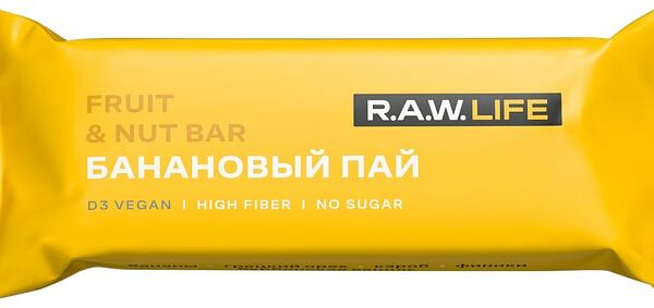 Батончик R.A.W. LIFE Орехово-фруктовый банановый пай 47г