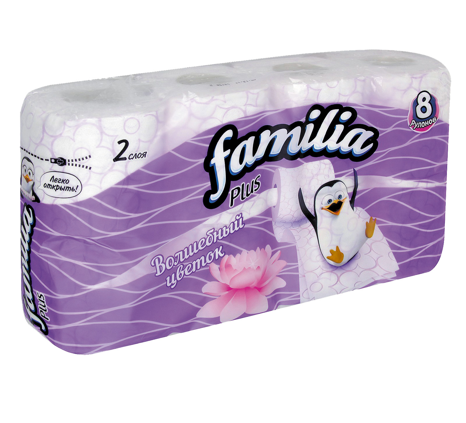 

Туалетная бумага Familia Plus Волшебный цветок двухслойная 8 рулонов