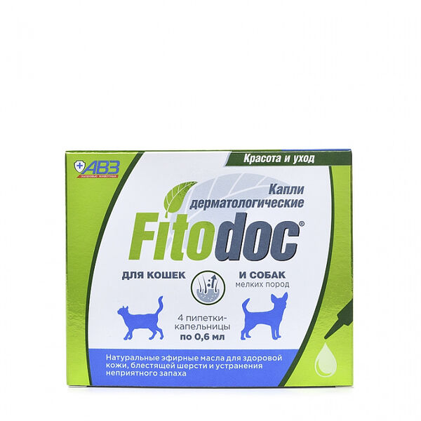 Капли дерматологические FITODOC для кошек и собак мелких пород, 4 пипетки