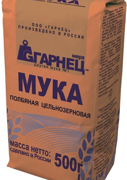 Мука Гарнец Полбяная цельнозерновая 500г