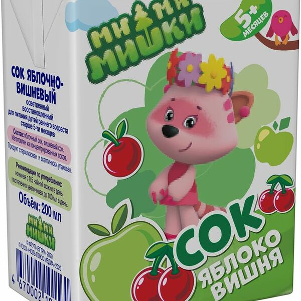 Сок Ми-Ми-Мишки Яблоко-вишня с 5 мес. 0.2л
