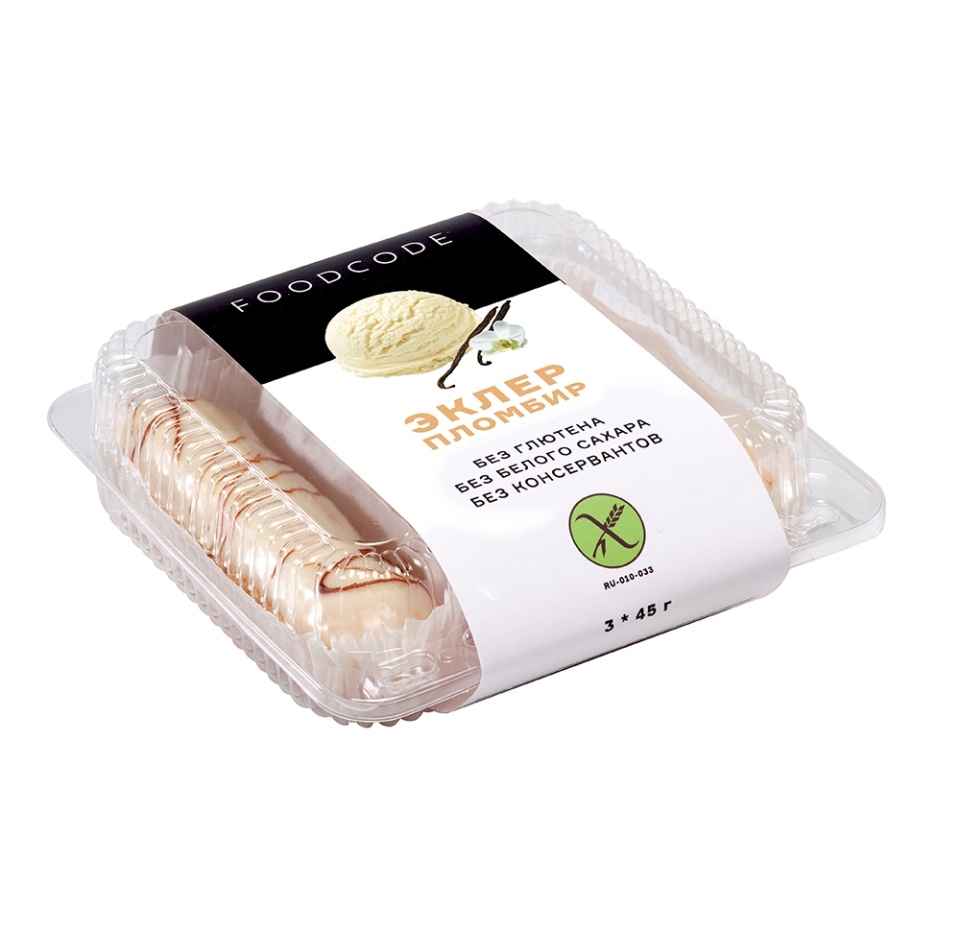 

Пирожное эклер с начинкой «Пломбир» без глютена, Foodcode 135 г