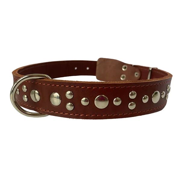 Ошейник Glogin Frais двухслойный длинный Коричневый натуральная кожа 35мм х 63-77см