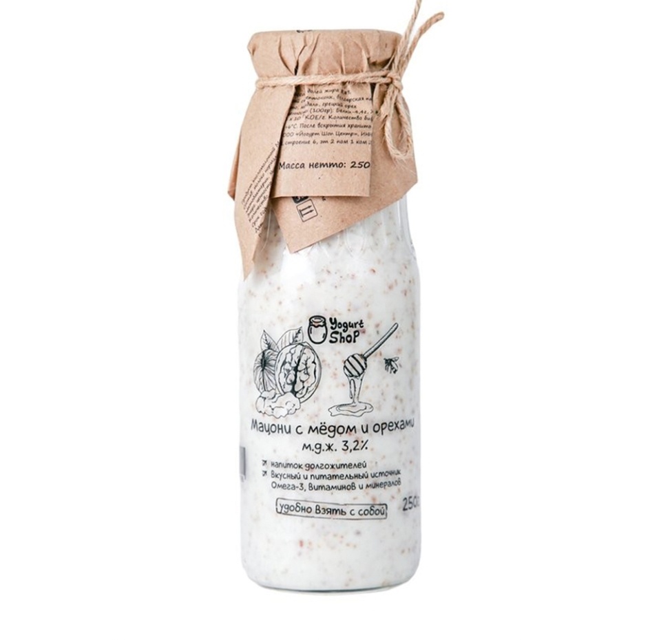 

Мацони с мёдом и орехами 8.8%, Yogurt Shop, 250 г, Россия, БЗМЖ