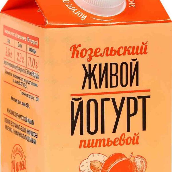 Йогурт живой питьевой Козельский Персик 2,5%