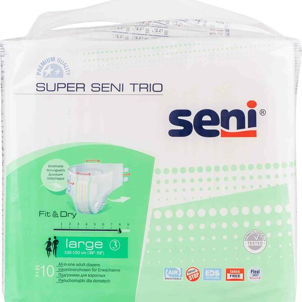 Подгузники для взрослых Super Seni Trio large 3 (100-150 см), 10 шт.