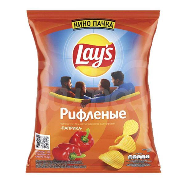 Чипсы Lays 225гр Рифленые Паприка