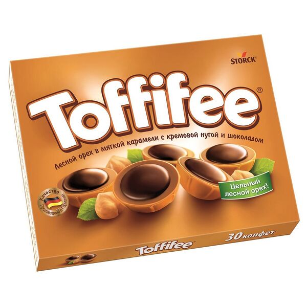 Конфеты Toffifee Лесной орех в мягкой карамели с кремовой нугой и шоколадом