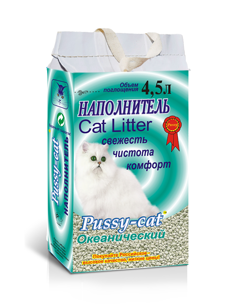Pussy-cat наполнитель минеральный впитывающий океанический 3 кг.