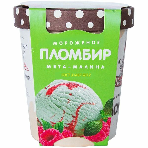 Пломбир Пестравка с ароматом мяты и малиновым наполнителем 12%, 270г