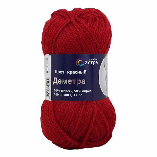 Пряжа Astra Premium 'Деметра' 100гр. 100м (50% шерсть, 50% акрил)(04 красный),шт