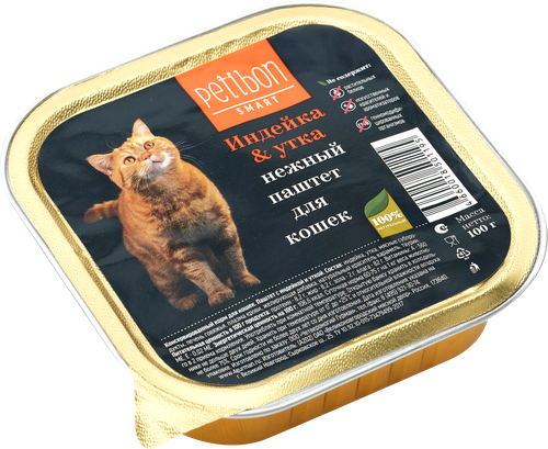 

Корм для кошек Нежный паштет Petibon Smart Индейка и утка 100 г