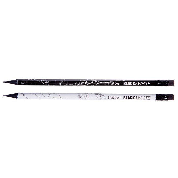 

Карандаш чернографитный HATBER Black&White "HB" с ластиком,1шт,дизайн в ассортименте