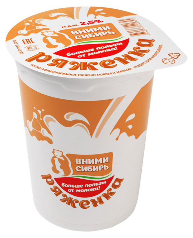 

Ряженка Вними Сибирь 2.5% БЗМЖ 450 мл