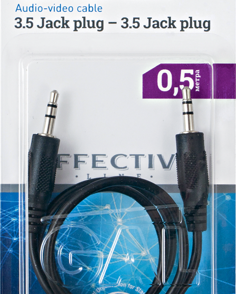 Кабель GAL 2095/2630BK 3.5 Jack plug – 3.5 Jack plug витой 0.5 м / 1 м