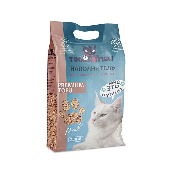 Наполнитель для кошачьего туалета TOOCATTISH комкующийся Персик