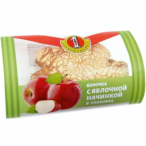 Булочка Первый хлебокомбинат с яблочной начинкой 100 г