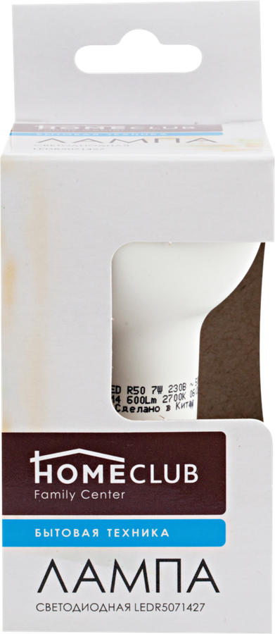 

Лампа светодиодная Homeclub R50 E14 7Вт теплый