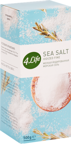 

Соль морская 4 Life мелкая йодированная высший сорт помол № 0 500 г