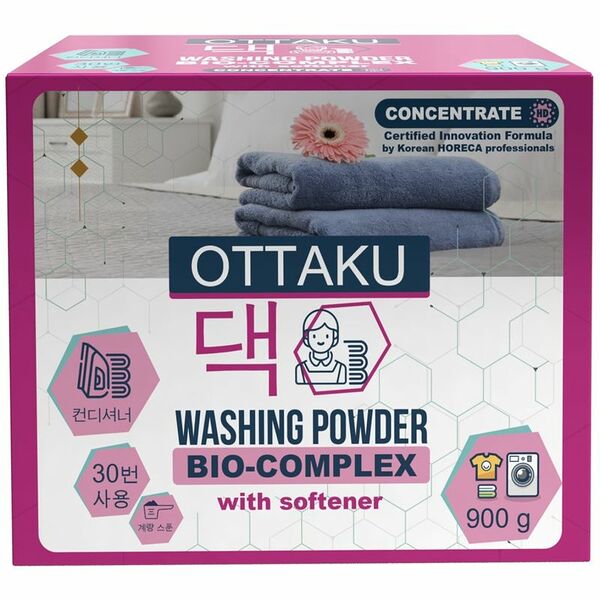 Порошок Ottaku bio-complex стиральный концентрированный, универсальный с кондиционером 900г, Россия