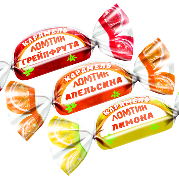 Карамель КДВ Ломтик со вкусом апельсина лимона грейпфрута, вес 