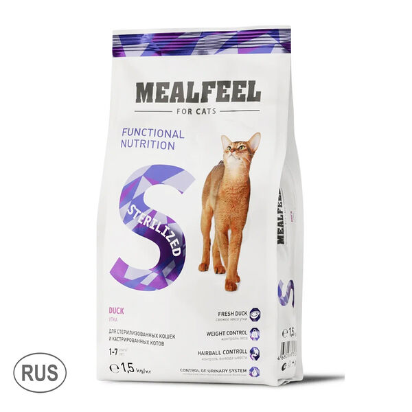 Functional Nutrition Корм Mealfeel сухой для стерилизованных кошек, с индейкой и уткой, 1,5 кг