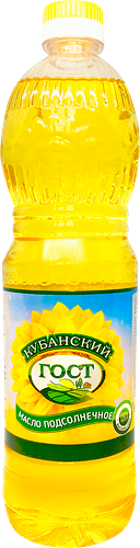 Масло подсолнечное КУБАНСКИЙ ГОСТ рафинированное дезодорированное вымороженное высший сорт, 870мл