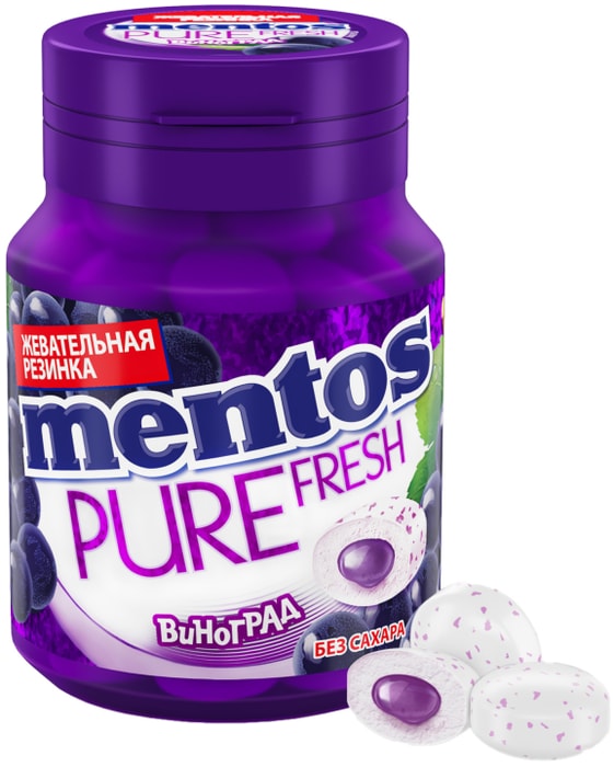 

Жевательная резинка Mentos Pure Fresh Виноград без сахара 54 г