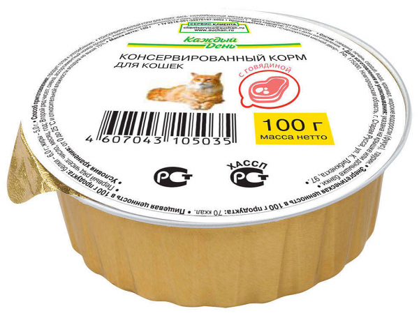 Корм консервированный для кошек Каждый День с говядиной