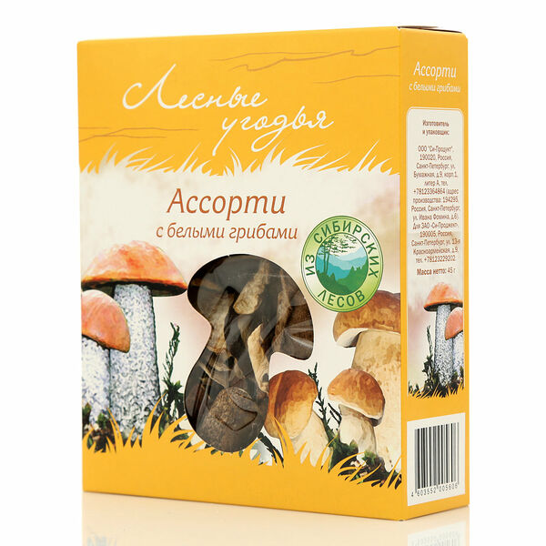 Ассорти с белыми грибами Смесь грибов сушеных (подосиновики, белые) ТМ Лесные угодья