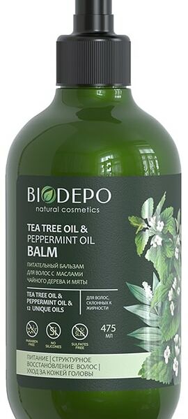 Бальзам для волос Biodepo питательный с эфирными маслами чайного дерева и мяты 475мл