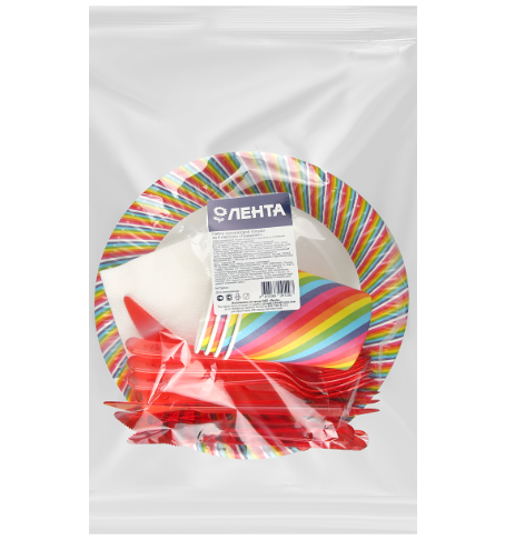 Набор посуды одноразовой Лента праздничный на 4 персоны